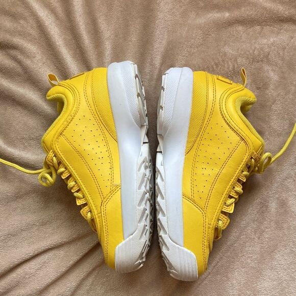 FILA DISRUPTOR II Script Athletic Shoes Yellow Women's Size 4 - Picture 6 of 10